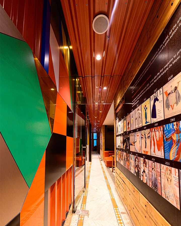 DCOP exhibition corridor displaying a visual history of photography and fashion imagery