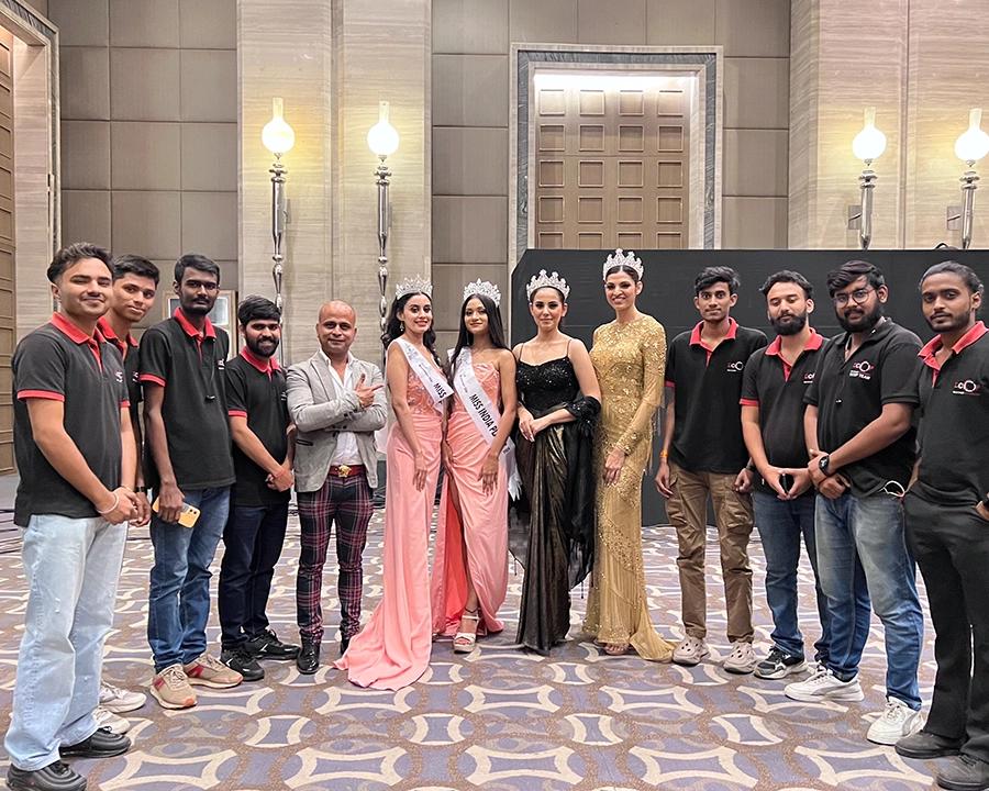 DCOP production team with pageant participants during a live event assignment